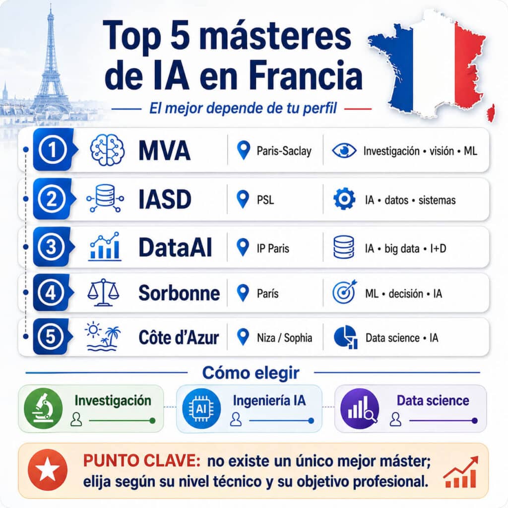 Top 5 másteres de IA en Francia